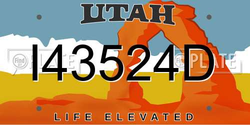I43524D Utah License Plate