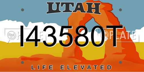 I43580T Utah License Plate