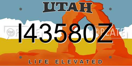 I43580Z Utah License Plate