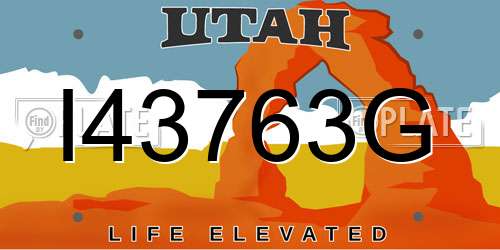 I43763G Utah License Plate