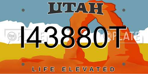 I43880T Utah License Plate