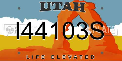 I44103S Utah License Plate