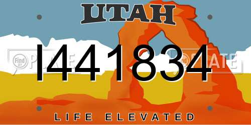 I441834 Utah License Plate