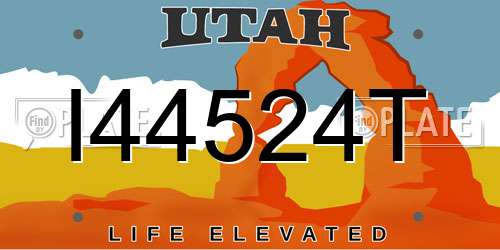 I44524T Utah License Plate