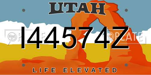 I44574Z Utah License Plate