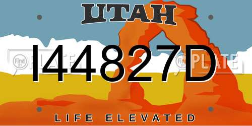 I44827D Utah License Plate