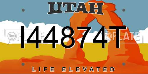 I44874T Utah License Plate