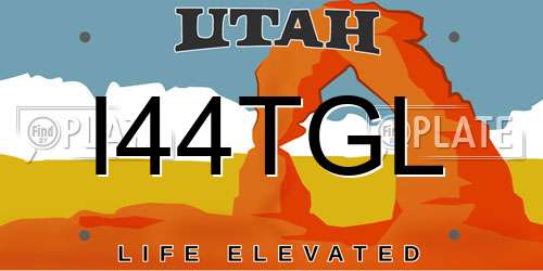 I44TGL Utah License Plate