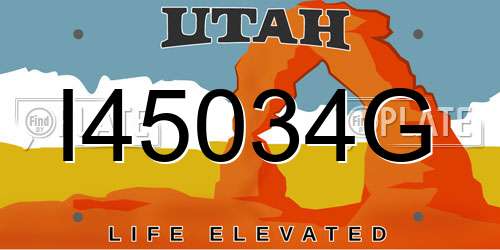 I45034G Utah License Plate
