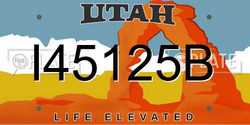 I45125B Utah License Plate