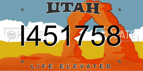 I451758 Utah License Plate