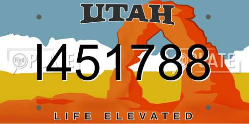 I451788 Utah License Plate