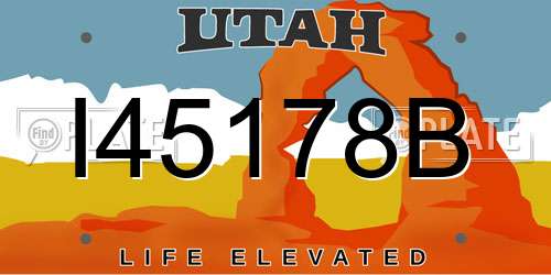 I45178B Utah License Plate