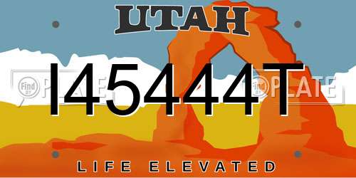 I45444T Utah License Plate