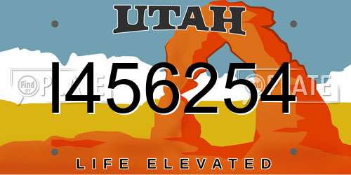 I456254 Utah License Plate