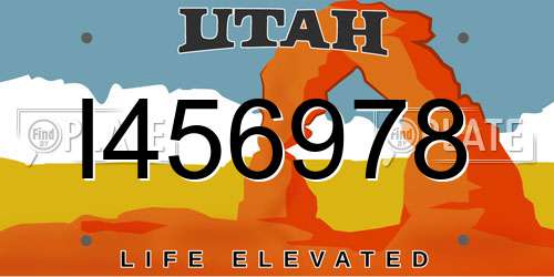 I456978 Utah License Plate
