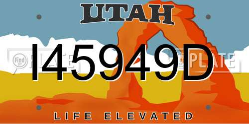 I45949D Utah License Plate