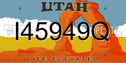 I45949Q Utah License Plate
