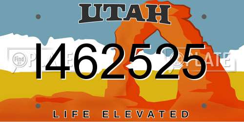 I462525 Utah License Plate