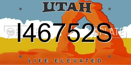 I46752S Utah License Plate