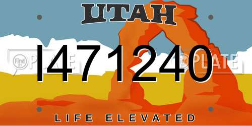 I471240 Utah License Plate
