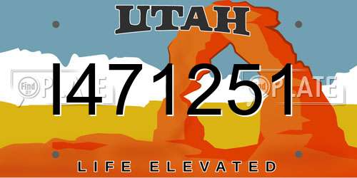 I471251 Utah License Plate