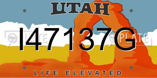 I47137G Utah License Plate