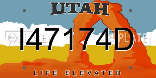 I47174D Utah License Plate