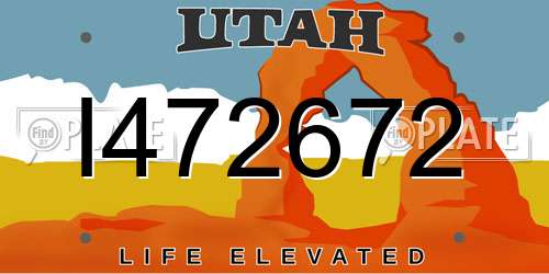 I472672 Utah License Plate