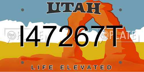 I47267T Utah License Plate