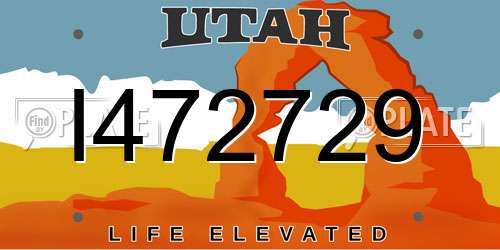 I472729 Utah License Plate