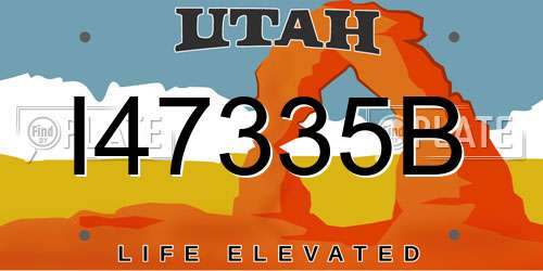 I47335B Utah License Plate