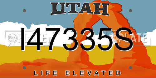 I47335S Utah License Plate