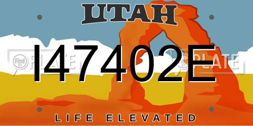 I47402E Utah License Plate