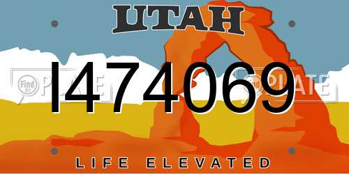 I474069 Utah License Plate