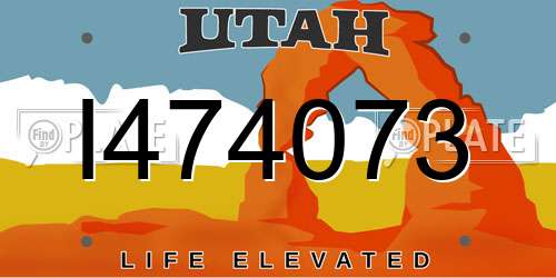 I474073 Utah License Plate
