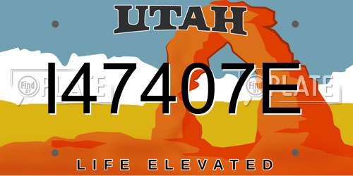 I47407E Utah License Plate