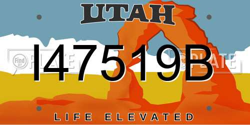 I47519B Utah License Plate