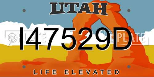 I47529D Utah License Plate