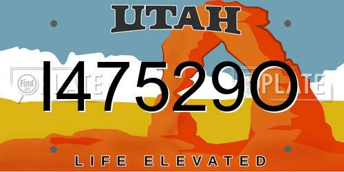 I47529O Utah License Plate