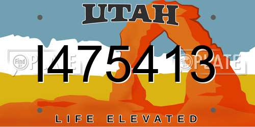 I475413 Utah License Plate