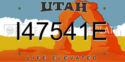 I47541E Utah License Plate