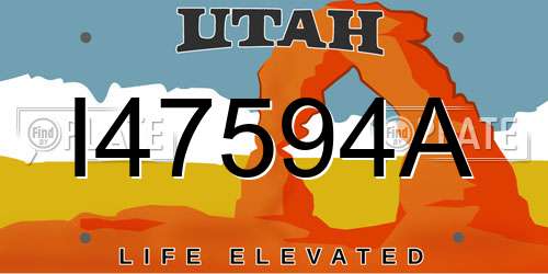 I47594A Utah License Plate
