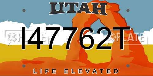 I47762T Utah License Plate