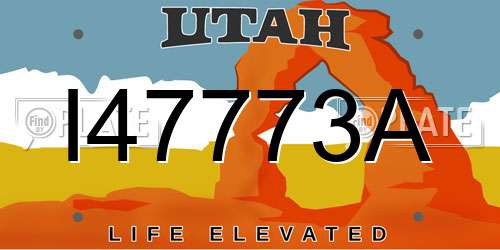 I47773A Utah License Plate