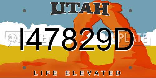 I47829D Utah License Plate