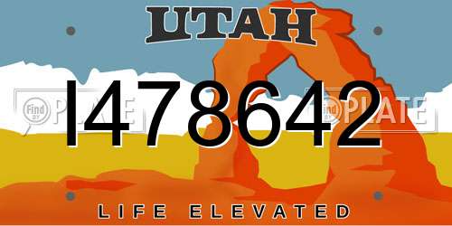 I478642 Utah License Plate