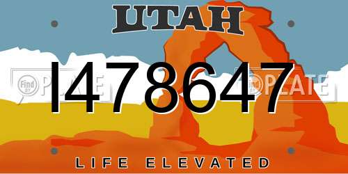 I478647 Utah License Plate