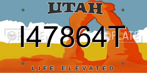 I47864T Utah License Plate