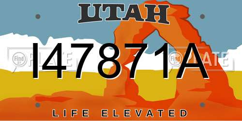 I47871A Utah License Plate